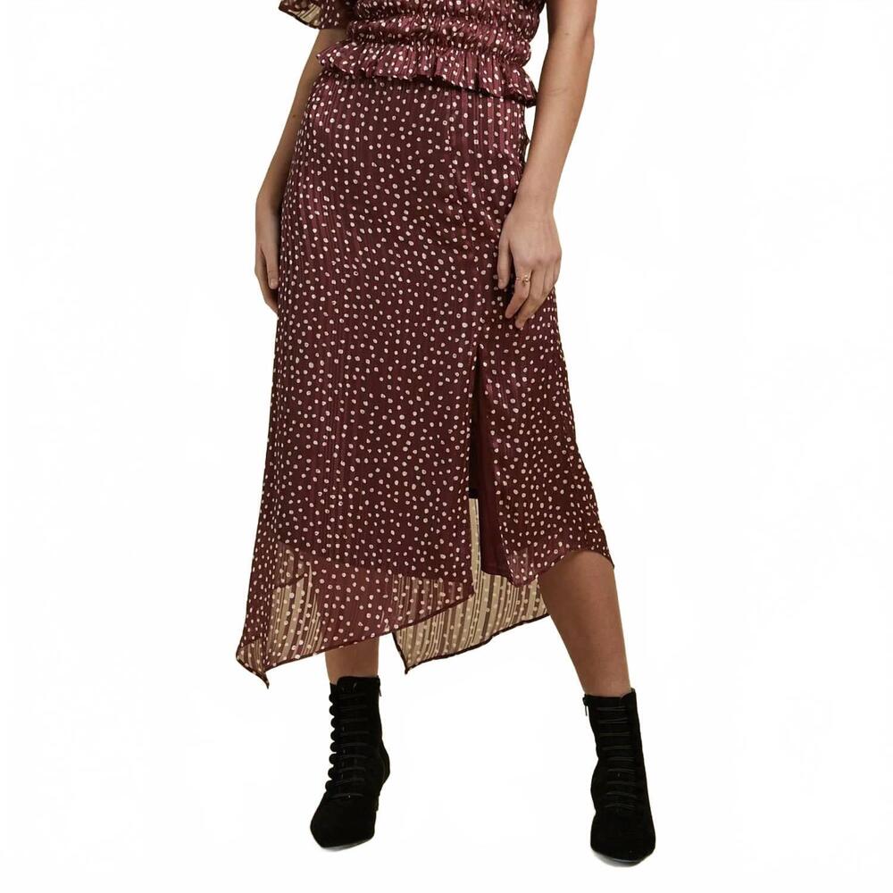 NEW SAGE THE LABEL rumi skirt in burgundy white